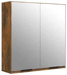 Armadietto a specchio da bagno rovere fumo 64x20x67 cm