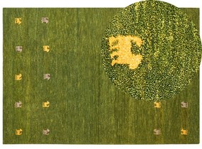 Tappeto Gabbeh lana verde 160 x 230 cm YULAFI Beliani