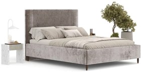 Letto matrimoniale imbottito beige con contenitore con rete inclusa 160x200 cm Etero – Maison de Rêve