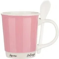 Mug rosa 400 ml con cucchiaino