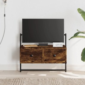 Mobile tv a muro rovere fumo 60,5x30x51 cm in legno multistrato