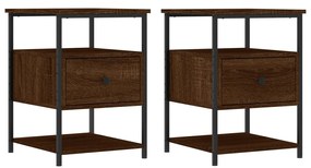 Comodini 2 pz rovere marrone 40x42x56 cm in legno multistrato