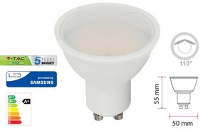 Lampada Led GU10 5W 220V 110 Gradi Bianco Caldo 3000K Diffusore Opale Chip Smd Samsung Garanzia 5 Anni SKU-21201