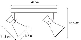 Faretto da soffitto moderno nero 2 luci regolabile - Triangle