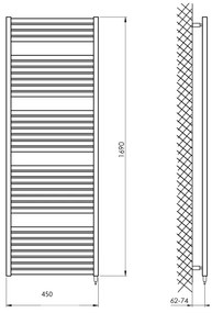 Aqualine - Radiatore elettrico da bagno TONDI-E 600W/230V 169 cm opaco nero
