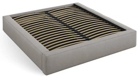 Letto matrimoniale imbottito grigio chiaro con contenitore e rete inclusi 180x200 cm Simon – Micadoni