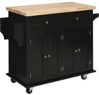 Carrello da Cucina Portavivande con Cassetti 111x44,5x82,5 cm in Legno e MDF Nero