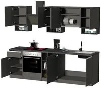 Composizione Cucina moderna 255X60-34X85-71cm - NAUTILUS Colore: Antracite-Report