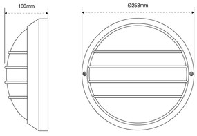 Plafoniera da Esterno E27 Grigia IP54 Ø258mm con Griglia Colore Grigio