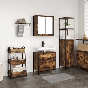 Set Mobili Da Bagno 2 Pz Rovere Fumo İn Legno Multistrato /