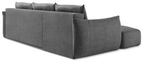 Divano angolare grigio scuro allungabile (con penisola a sinistra/con chaise lounge) Leila – Makamii