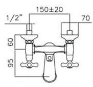 Miscelatore vasca doccia duplex Rubitor serie Venice 1910 cromato