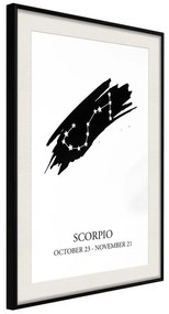 Poster  Zodiac: Scorpio I  Cornice Quadri Cornice nera con pass-partout, Larghezza x Altezza Home decor 20x30