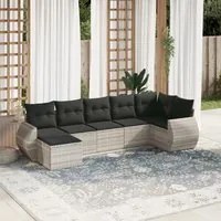 Set Divani da Giardino 7pz con Cuscini Grigio Chiaro Polyrattan 3254019