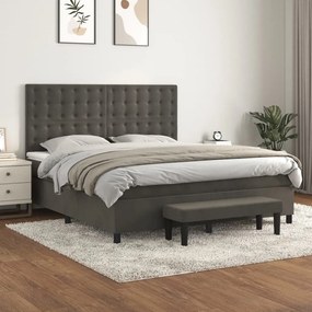 Giroletto A Molle Con Materasso Grigio Scuro 160x200 Cm Velluto /