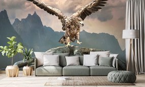 Carta da parati – Aquila con ali spiegate sulle montagne