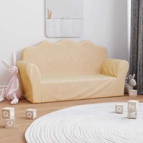 Divano Per Bambini A 2 Posti Crema İn Morbido Peluche /