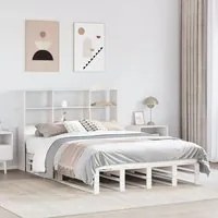 Letto Libreria senza Materasso Bianco 160x200 cm Legno Massello 3323927