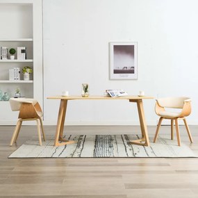 Sedie Da Pranzo 2 Pz İn Legno Curvato E Similpelle Crema /