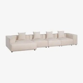 Divano Componibile Chaise Longue Sinistra 4 Pezzi (↔︎420 Cm) Bruna Velluto A Coste Beige Lin - Sklum