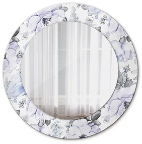Specchio rotondo cornice con stampa Rose blu fi 50 cm