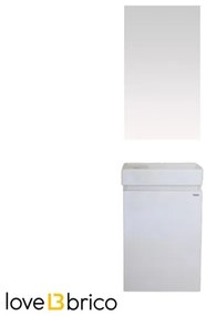 Mobile bagno sospeso 40 cm salvaspazio con lavabo e specchio bianco laccato