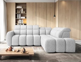 Divano angolare grigio chiaro allungabile/con contenitore (con penisola a destra/a L) e rivestimento in bouclé Falconn – ELTAP