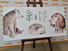 Quadro su tela – Animali nel bosco che si rilassano