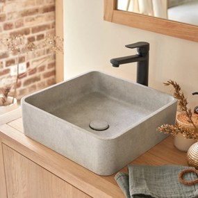 Tikamoon - Lavabo quadrato in cemento grey Thaïs