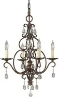 Lampadario Contemporaneo Chateau Acciaio Bronzo Moka Cristallo 4 Luci E14