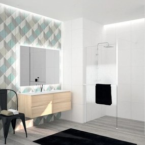 Box doccia walk-in Elidesign, vetro serigrafato 8 mm, L max 160 cm x H 200 cm, profilo bianco