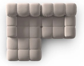 Divano angolare componibile in marrone chiaro (con penisola a sinistra) con rivestimento in velluto Bellis – Micadoni