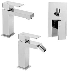 Set miscelatori lavabo bidet e doccia 3 vie cromati serie Italia