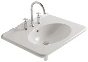 Globo Paestum Lavabo 75x55 sospeso senza rubinetteria in ceramica Bianco Lucido