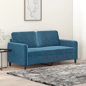 Divano A 2 Posti Blu 140 Cm İn Velluto /