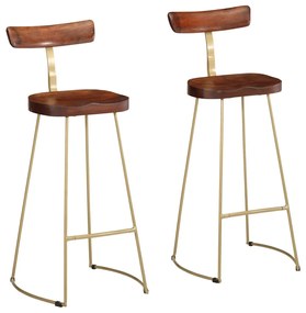 Sgabelli Da Bar 2 Pz 49x43x103 Cm İn Legno Massello Di Mango /