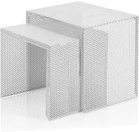 Set 2 Tavolini 41x30x37 cm in Metallo Bianco