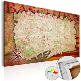 Quadri di sughero Map of Barcelona [Cork Map]