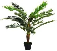 Pianta Artificiale Palma Cycas da Interno e Esterno H123 cm con Vaso Verde