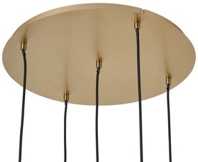 Lampada a sospensione Art Déco oro con vetro opale 5 luci - Yani