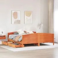 Letto senza Materasso Marrone Cera 200x200 cm in Legno di Pino 3301778