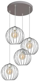 Lampadario su corda MERCURE 4xE27/15W/230V grigio