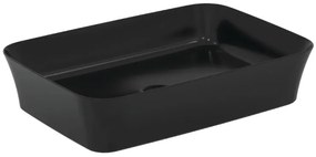 Ideal standard Ipalyss Lavabo 55x38 rettangolare da appoggio senza foro senza troppo pieno in Diamatec nero opaco