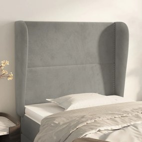 Testiera Ad Orecchio Grigio Chiaro 93x23x118/128 Cm İn Velluto /
