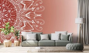 Carta da parati – Mandala bianca su sfondo bordeaux
