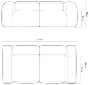 Divano beige con rivestimento in velluto a coste 224 cm Bergano – Cosmopolitan Design