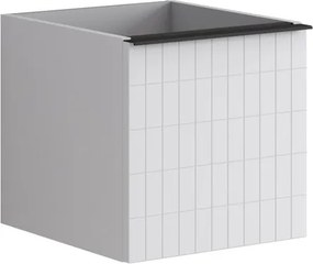 Cassettiera Pixel con 2 cassetti (1 interno) frontale Grid laccato opaco bianco e maniglia alluminio nero opaco L.40 H.40 P.45,5 cm.