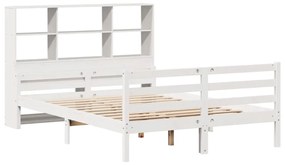 Letto libreria senza materasso bianco 140x200 cm legno di pino