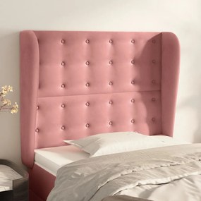 Testiera Ad Orecchio Rosa 103x23x118/128 Cm İn Velluto /
