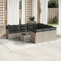 Set Divani da Giardino 11 pz con Cuscini in Polyrattan Grigio 3218232